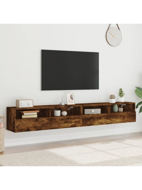 Nástěnné TV skříňky 2 ks kouřový dub 100 x 30 x 30 cm kompozit