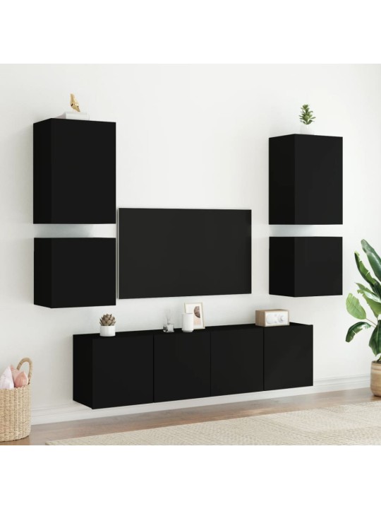 Nástěnné TV skříňky 2 ks černé 40,5x30x40 cm kompozitní dřevo