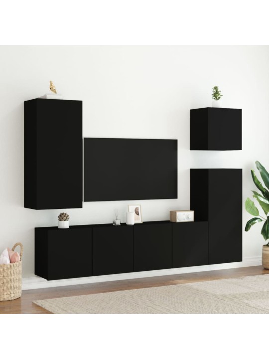 Nástěnná TV skříňka černá 40,5 x 30 x 90 cm kompozitní dřevo