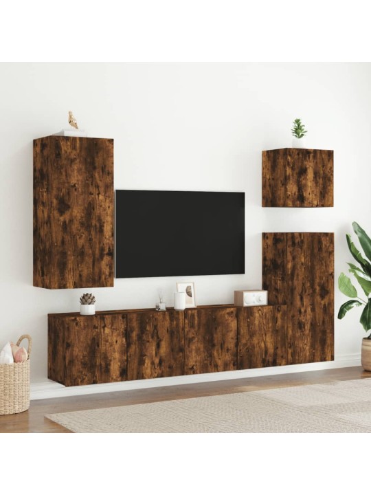 Nástěnná TV skříňka kouřový dub 40,5x30x90 cm kompozitní dřevo