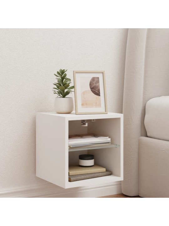 Nástěnná TV skříňka s LED osvětlením bílá 30 x 28,5 x 30 cm