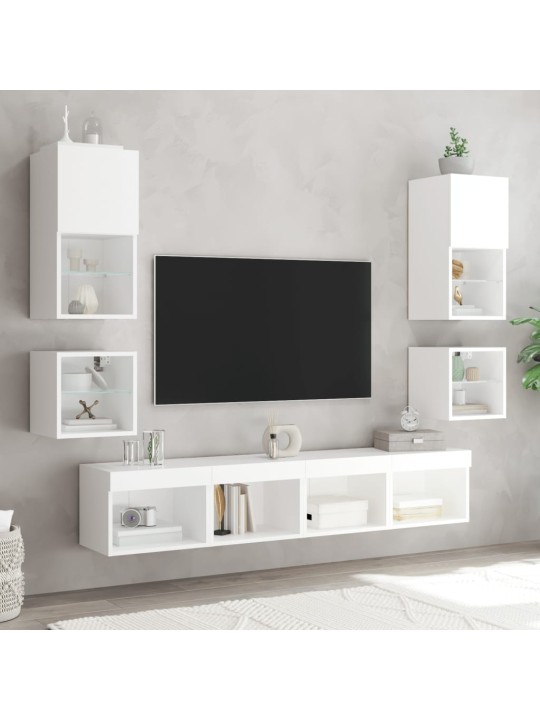 Nástěnná TV skříňka s LED osvětlením bílá 30 x 28,5 x 30 cm