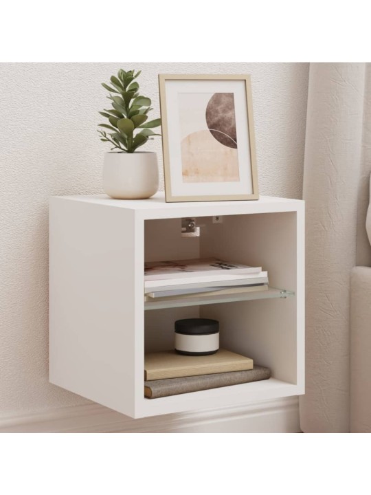 Nástěnná TV skříňka s LED osvětlením bílá 30 x 28,5 x 30 cm