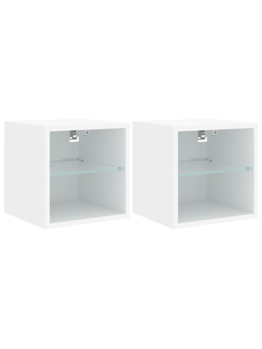 Nástěnné TV skříňky s LED osvětlením 2 ks bílé 30x28,5x30 cm
