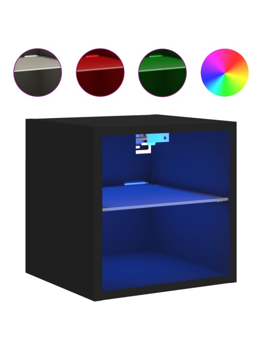Nástěnná TV skříňka s LED osvětlením černá 30 x 28,5 x 30 cm