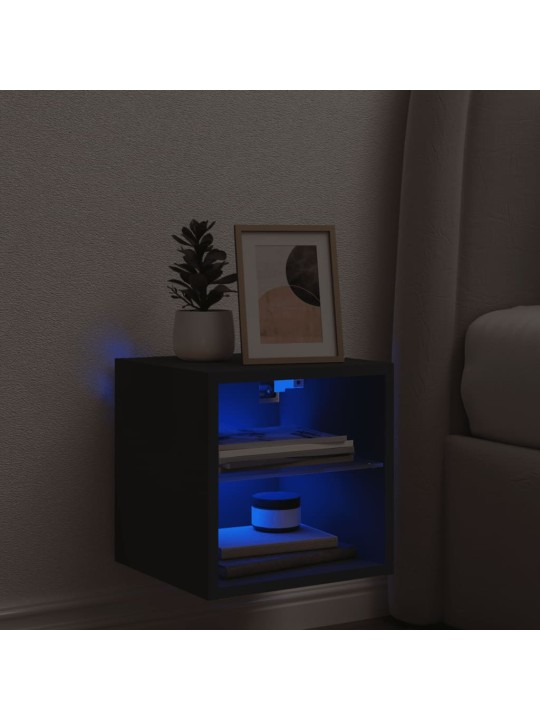 Nástěnná TV skříňka s LED osvětlením černá 30 x 28,5 x 30 cm