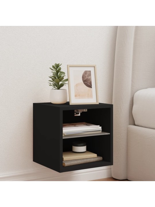 Nástěnná TV skříňka s LED osvětlením černá 30 x 28,5 x 30 cm