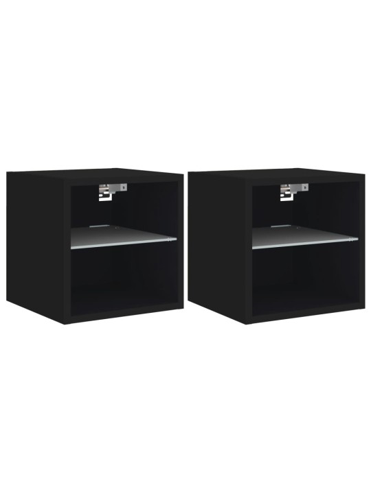 Nástěnné TV skříňky s LED osvětlením 2 ks černé 30x28,5x30 cm