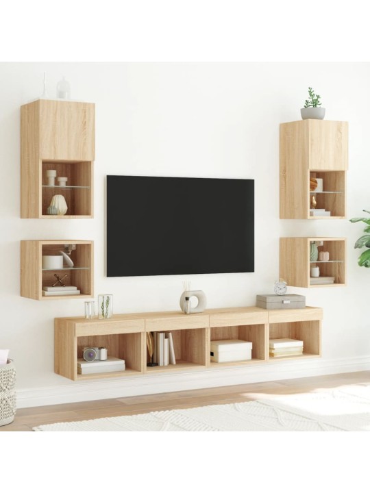 Nástěnná TV skříňka s LED osvětlením dub sonoma 30x28,5x30 cm
