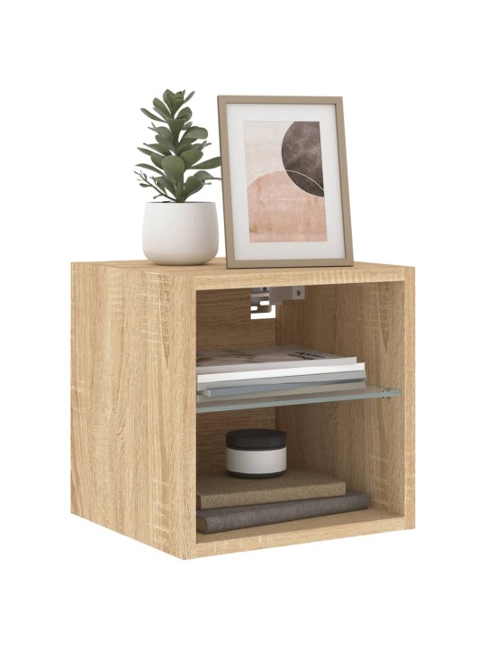 Nástěnná TV skříňka s LED osvětlením dub sonoma 30x28,5x30 cm