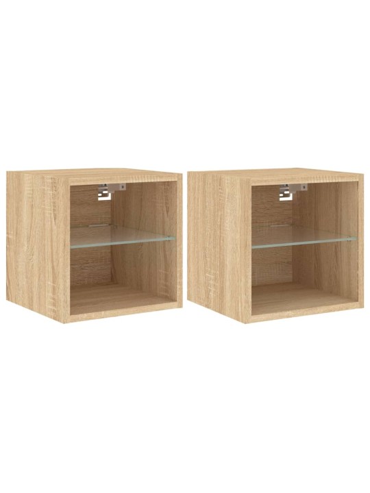 Nástěnné TV skříňky s LED 2 ks dub sonoma 30 x 28,5 x 30 cm
