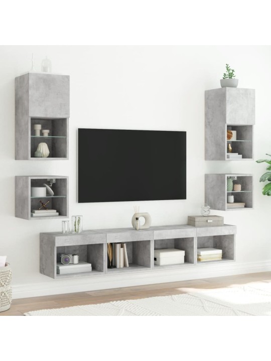 Nástěnné TV skříňky s LED 2 ks betonově šedé 30 x 28,5 x 30 cm