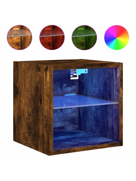Nástěnná TV skříňka s LED osvětlením kouřový dub 30x28,5x30 cm