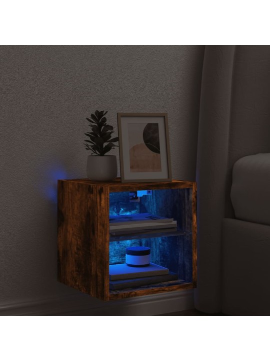 Nástěnná TV skříňka s LED osvětlením kouřový dub 30x28,5x30 cm