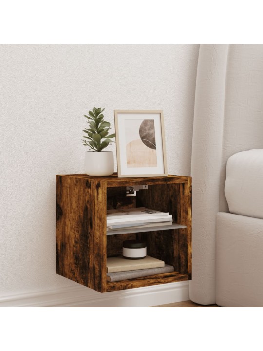 Nástěnná TV skříňka s LED osvětlením kouřový dub 30x28,5x30 cm