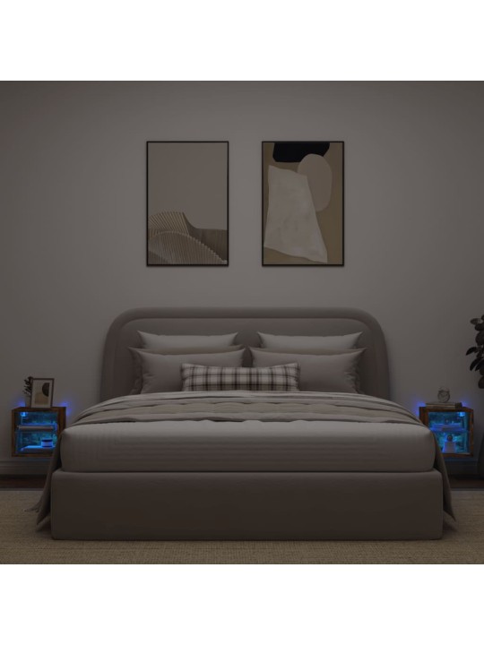 Nástěnné TV skříňky s LED 2 ks kouřový dub 30 x 28,5 x 30 cm