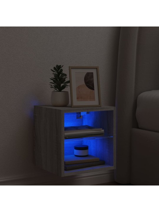 Nástěnná TV skříňka s LED osvětlením šedá sonoma 30x28,5x30 cm