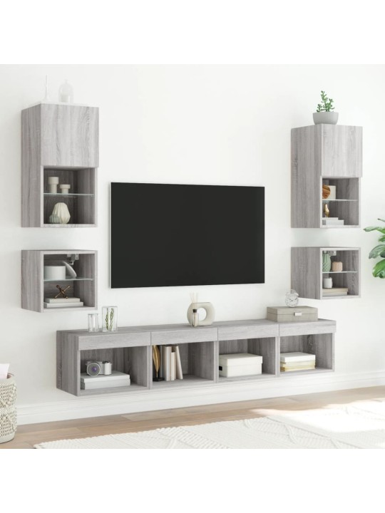 Nástěnná TV skříňka s LED osvětlením šedá sonoma 30x28,5x30 cm