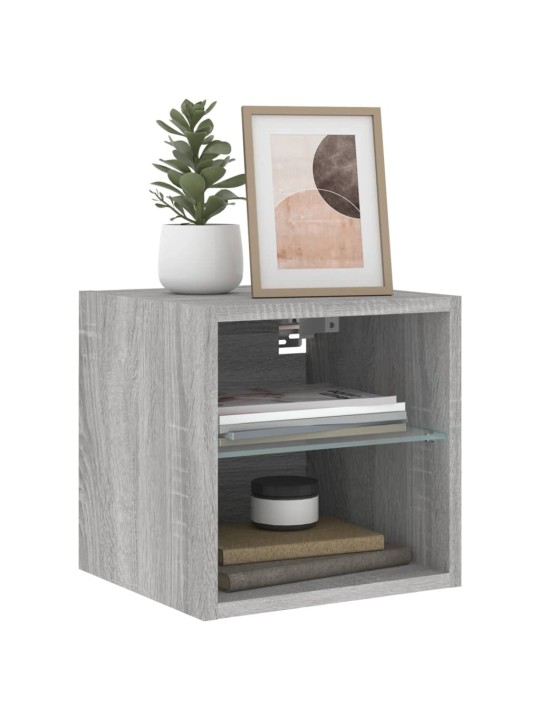 Nástěnná TV skříňka s LED osvětlením šedá sonoma 30x28,5x30 cm
