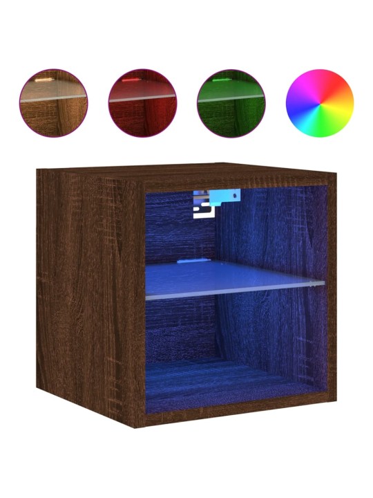 Nástěnná TV skříňka s LED osvětlením hnědý dub 30x28,5x30 cm