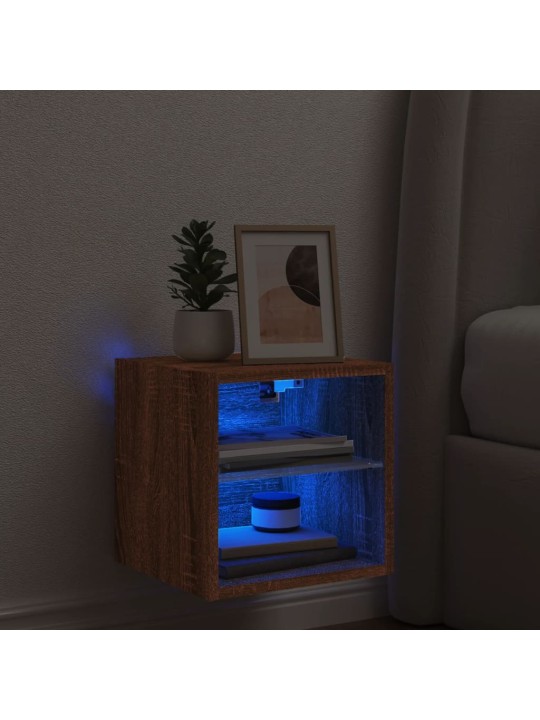 Nástěnná TV skříňka s LED osvětlením hnědý dub 30x28,5x30 cm
