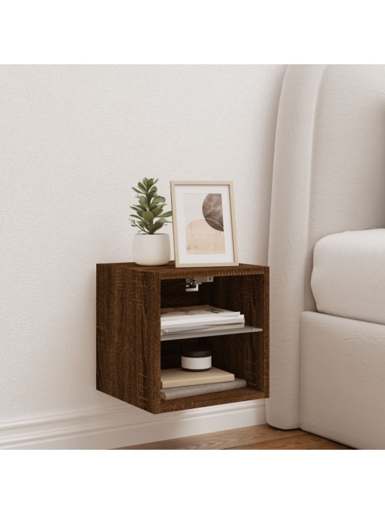 Nástěnná TV skříňka s LED osvětlením hnědý dub 30x28,5x30 cm