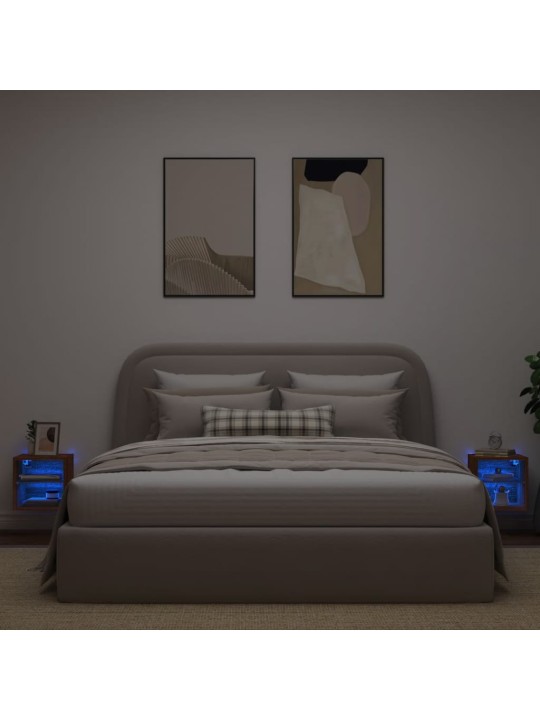 Nástěnné TV skříňky s LED 2 ks hnědý dub 30 x 28,5 x 30 cm