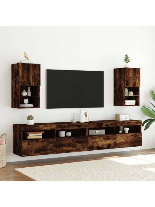 TV skříňka s LED osvětlením kouřový dub 30,5 x 30 x 60 cm
