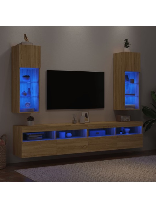 TV skříňky s LED osvětlením 2 ks dub sonoma 30,5 x 30 x 90 cm