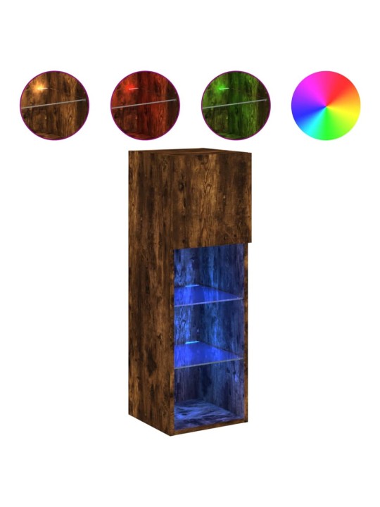 TV skříňka s LED osvětlením kouřový dub 30,5 x 30 x 90 cm