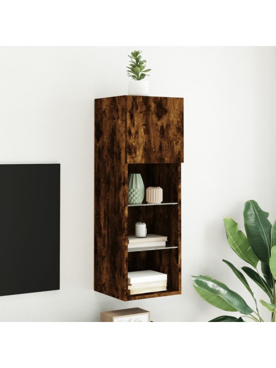 TV skříňka s LED osvětlením kouřový dub 30,5 x 30 x 90 cm