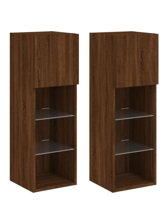 TV skříňky s LED osvětlením 2 ks hnědý dub 30,5 x 30 x 90 cm