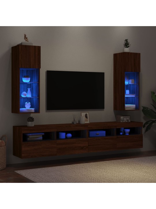 TV skříňky s LED osvětlením 2 ks hnědý dub 30,5 x 30 x 90 cm