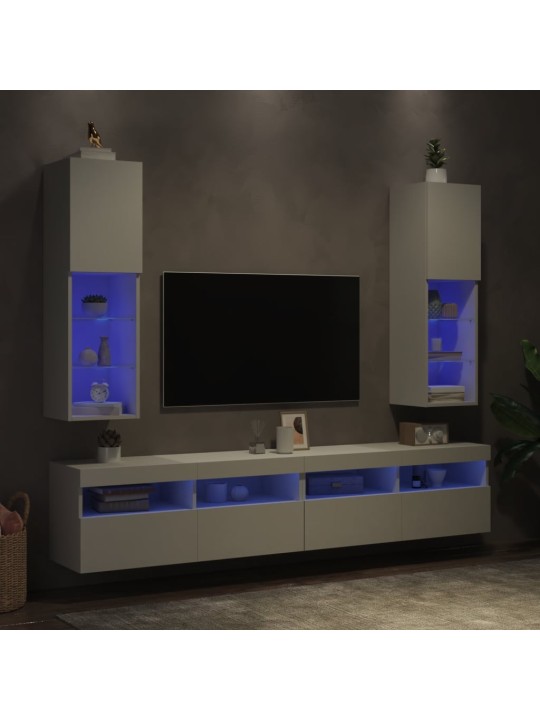 TV skříňky s LED osvětlením 2 ks bílé 30,5 x 30 x 102 cm