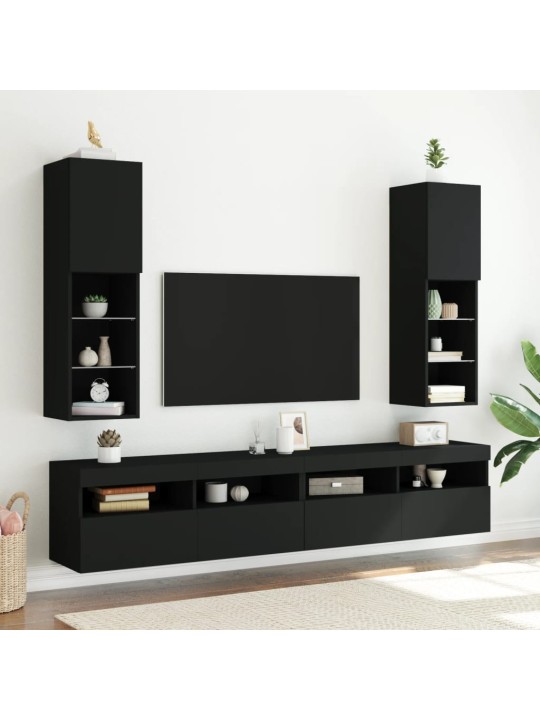 TV skříňka s LED osvětlením černá 30,5 x 30 x 102 cm