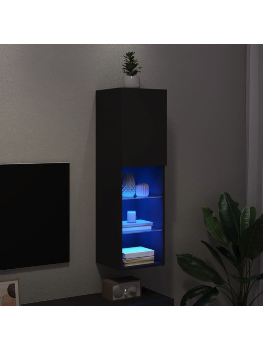 TV skříňka s LED osvětlením černá 30,5 x 30 x 102 cm