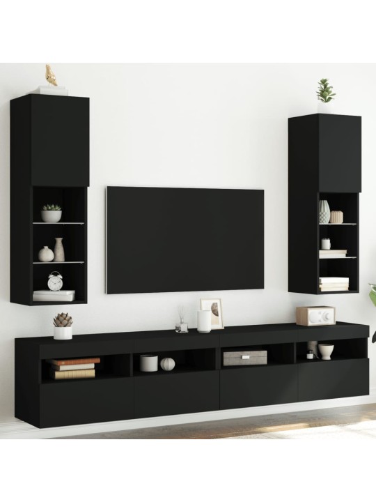 TV skříňky s LED osvětlením 2 ks černé 30,5 x 30 x 102 cm