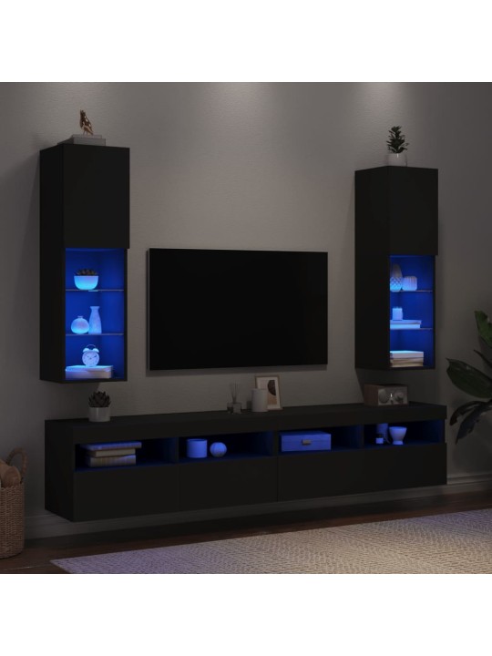 TV skříňky s LED osvětlením 2 ks černé 30,5 x 30 x 102 cm