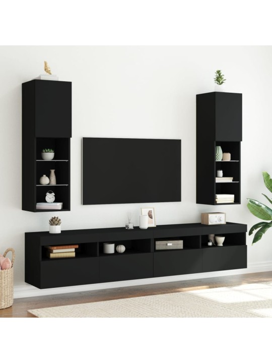 TV skříňky s LED osvětlením 2 ks černé 30,5 x 30 x 102 cm