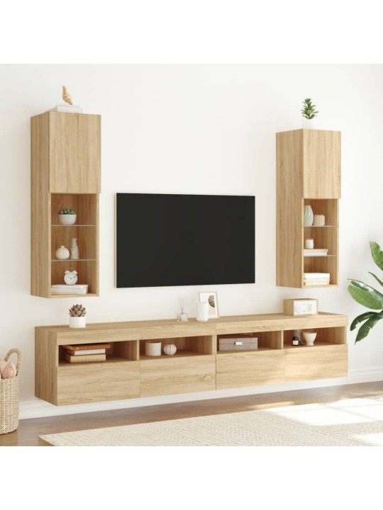 TV skříňka s LED osvětlením dub sonoma 30,5 x 30 x 102 cm