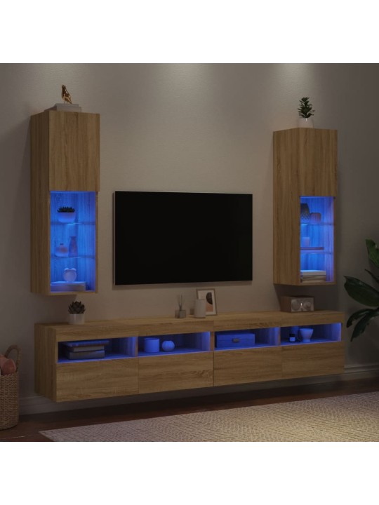 TV skříňky s LED osvětlením 2 ks dub sonoma 30,5 x 30 x 102 cm