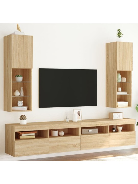 TV skříňky s LED osvětlením 2 ks dub sonoma 30,5 x 30 x 102 cm