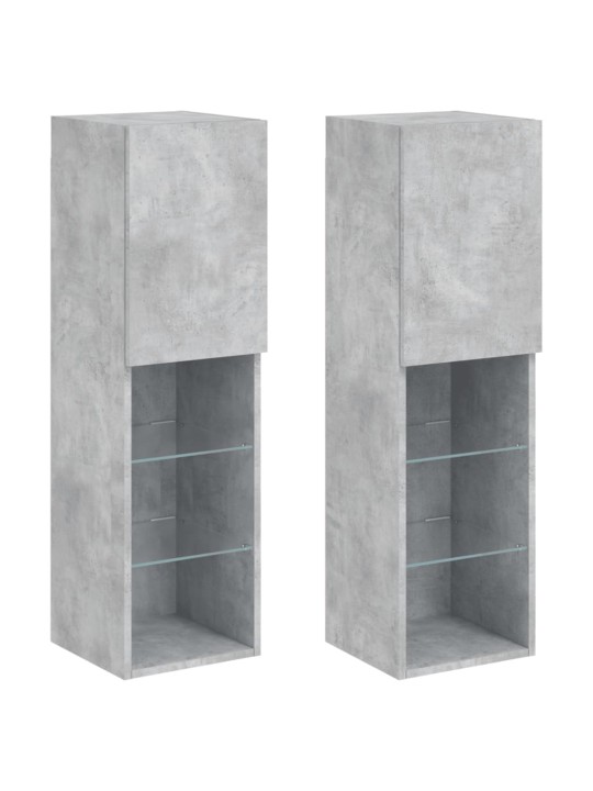 TV skříňky s LED osvětlením 2 ks betonově šedé 30,5x30x102 cm