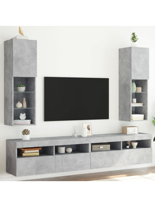 TV skříňky s LED osvětlením 2 ks betonově šedé 30,5x30x102 cm