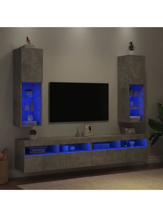 TV skříňky s LED osvětlením 2 ks betonově šedé 30,5x30x102 cm