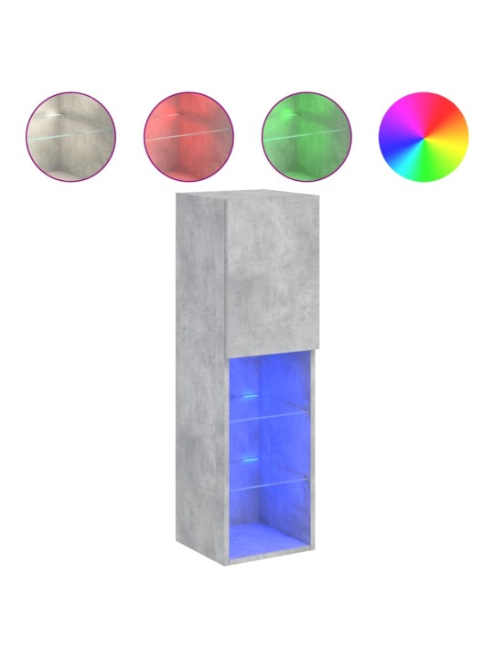 TV skříňky s LED osvětlením 2 ks betonově šedé 30,5x30x102 cm