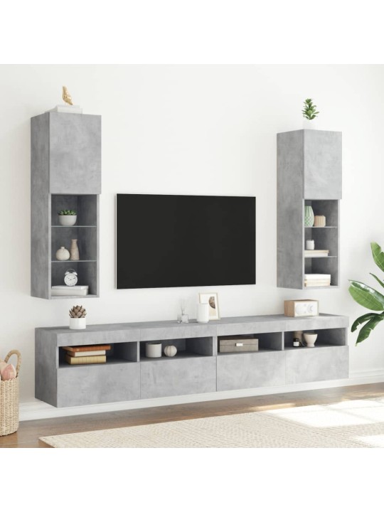 TV skříňky s LED osvětlením 2 ks betonově šedé 30,5x30x102 cm