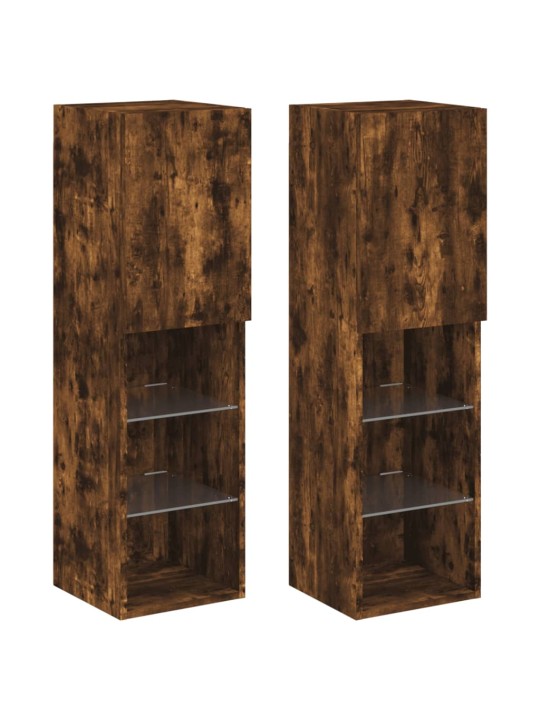 TV skříňky s LED osvětlením 2 ks kouřový dub 30,5 x 30 x 102 cm