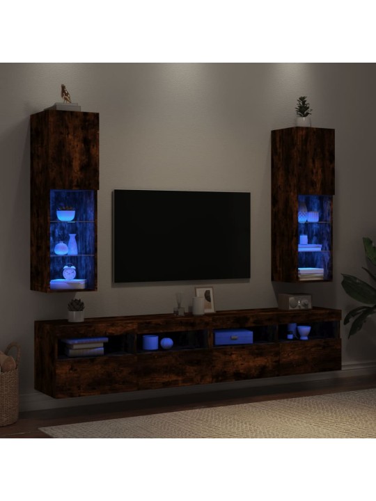 TV skříňky s LED osvětlením 2 ks kouřový dub 30,5 x 30 x 102 cm