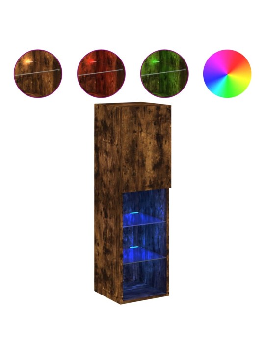 TV skříňky s LED osvětlením 2 ks kouřový dub 30,5 x 30 x 102 cm